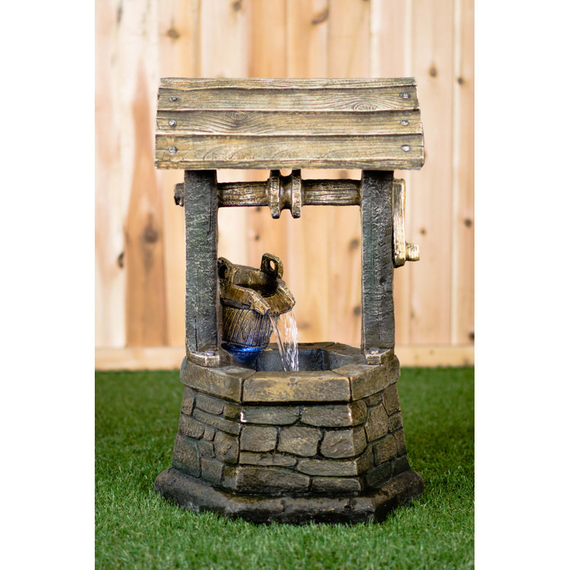 HiLine Gift Ltd. Resin Wishing Well with Pouring Bucket Lighted Fountain & Reviews Wayfair